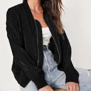 Lulus Tully Lightweight Women’s Bomber Jacket Black Size Medium